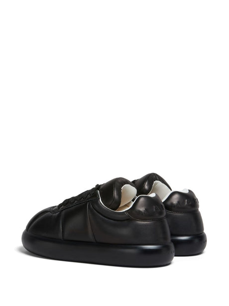MARNI Men's Padded Black Leather Lace-Up Sneaker for SS24