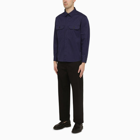 男士蓝色休闲棉质衬衫-SS24