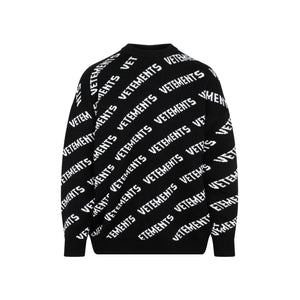 VETEMENTS Black Monogram Merino Wool Sweater for Women - FW23