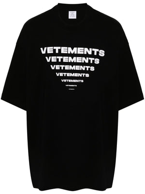 VETEMENTS Vintage Logo Black Cotton T-Shirt for Women