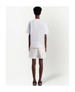 White Cotton Men's T-Shirt for Summer 2024 | PRADA GIROCOLLO MC