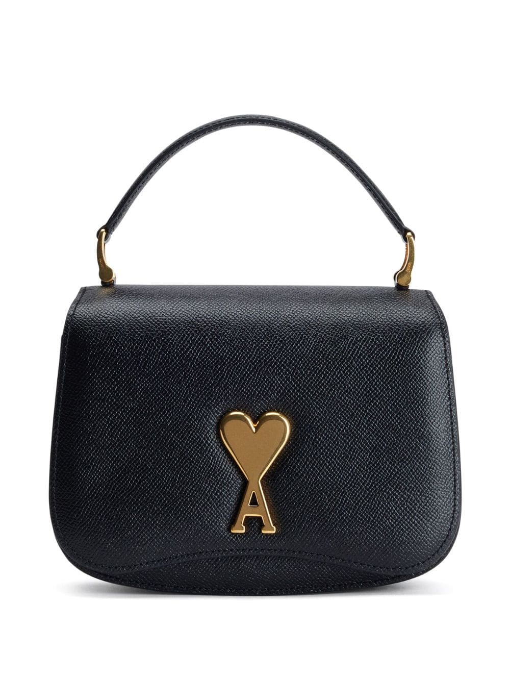 AMI PARIS Chic Mini Parisian Top-Handle Calfskin Handbag - Black
