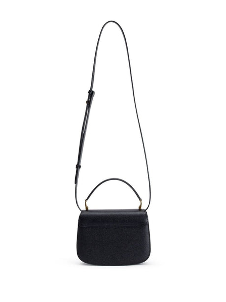 AMI PARIS Chic Mini Parisian Top-Handle Calfskin Handbag - Black