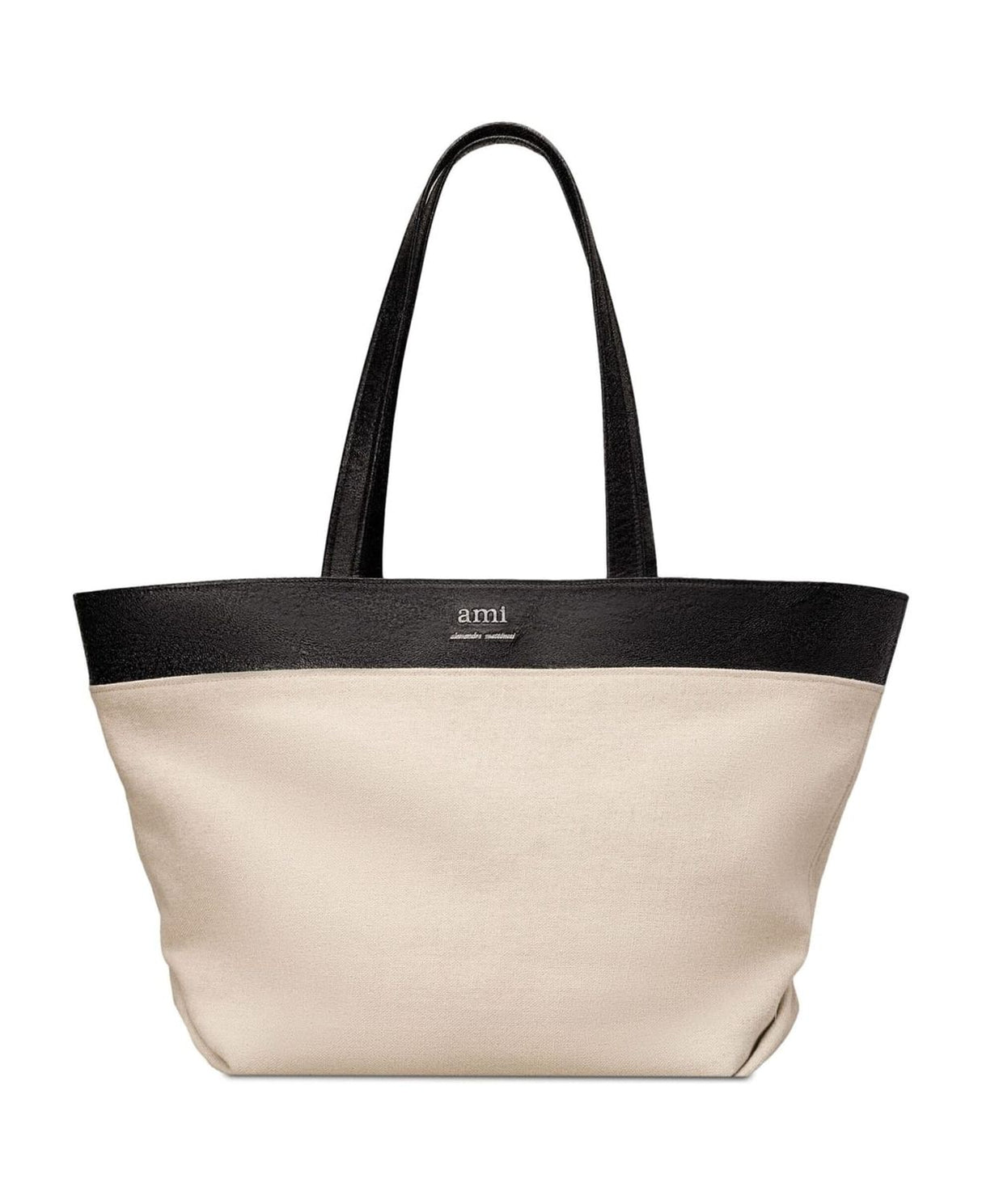 AMI PARIS Beige Linen and Cotton Tote for Women - SS24 Collection