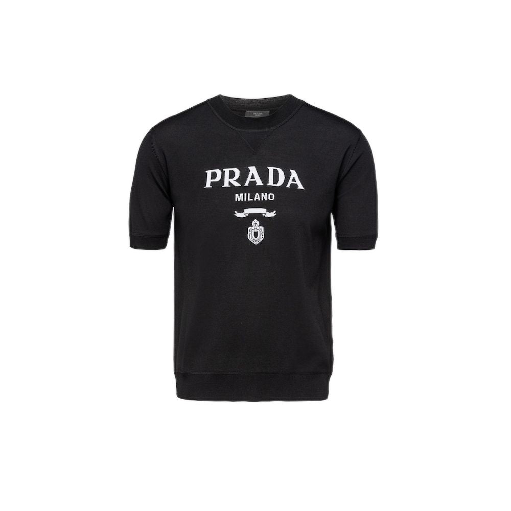 PRADA Men's Superfine Wool Turtleneck T-Shirt in Nero for FW23