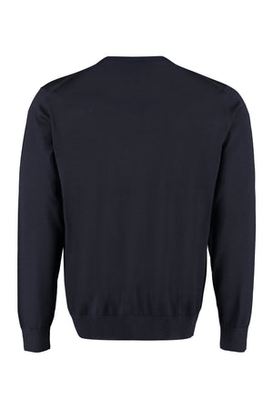 PRADA Fine-Knit Ribbed Sweater in Blue for Men