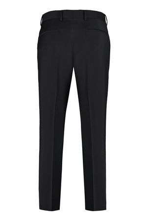 男士黑色羊毛混纺长裤，适用于2023春夏款