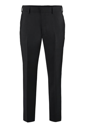 男士黑色羊毛混纺长裤，适用于2023春夏款