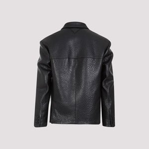 PRADA Black Croco-Embossed Leather Jacket for Men - SS24 Collection