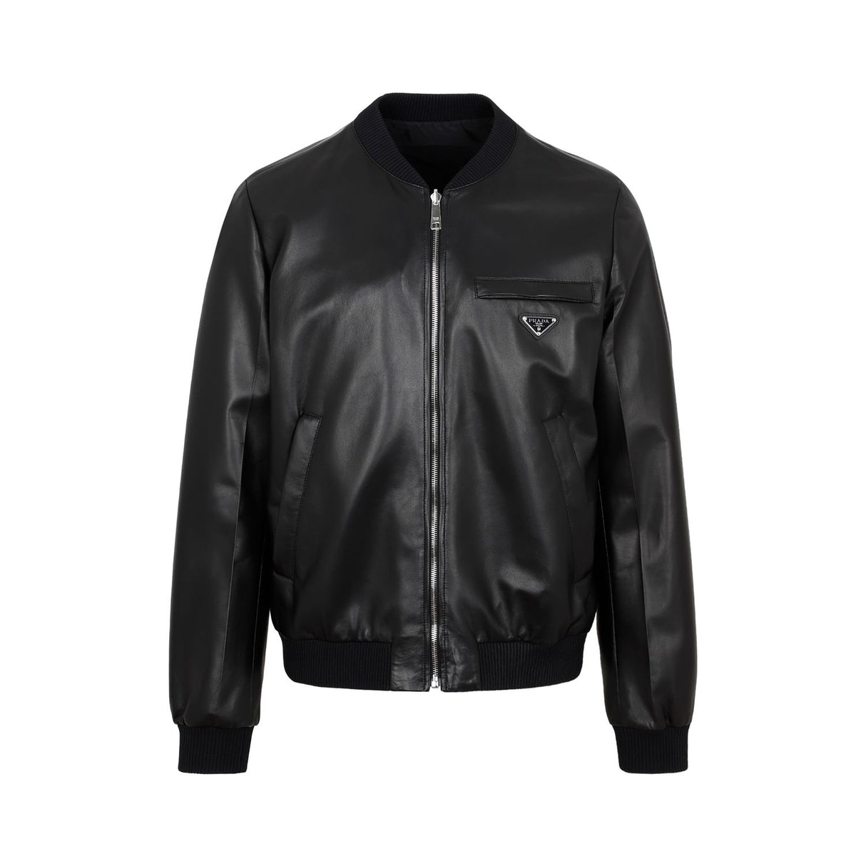 PRADA Premium Reversible Leather Bomber Jacket for Men - Black - FW24