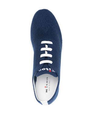 KITON Navy Blue Knit Low-Top Sneakers for Men