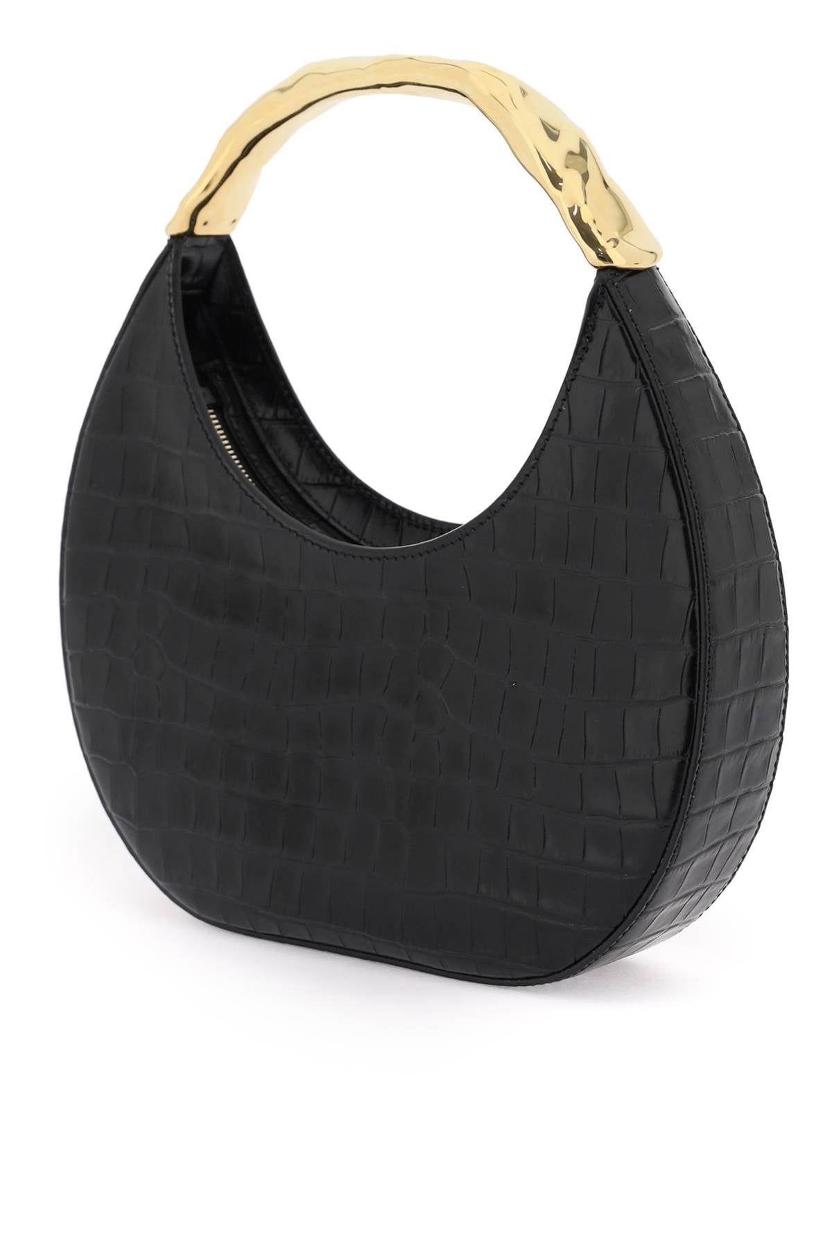 BALLY Black Baroque Croco-Embossed Calf Leather Hobo Handbag for Women