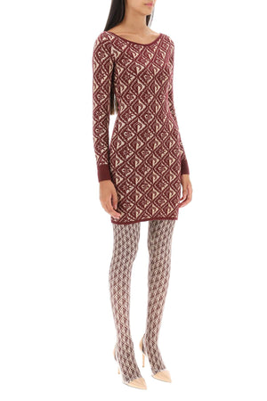 MARINE SERRE Mixed Colours Moon Diamant Jacquard Knit Mini Dress for Women - FW23