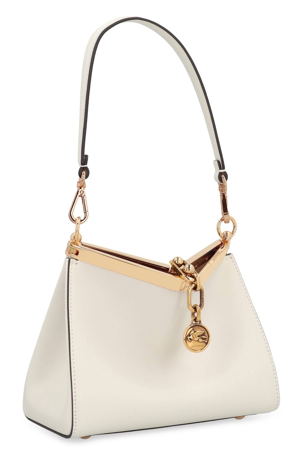 ETRO Chic Beige Mini Leather Shoulder Bag with Gold-Tone Accents - 21x16x9 cm