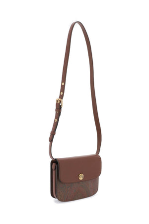 ETRO Essential Large Crossbody Canvas Handbag with Leather Flap and Paisley Motif