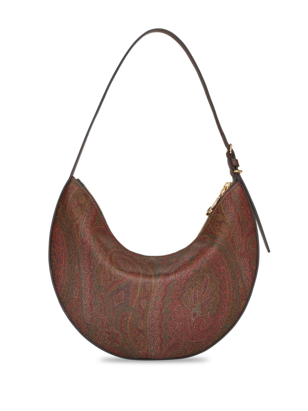ETRO Paisley Print Leather Medium Shoulder Handbag in Brown