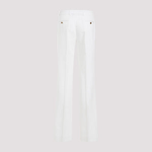 SS24 女士白色纯粘合纤维裤子