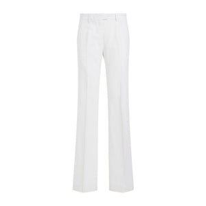SS24 女士白色纯粘合纤维裤子