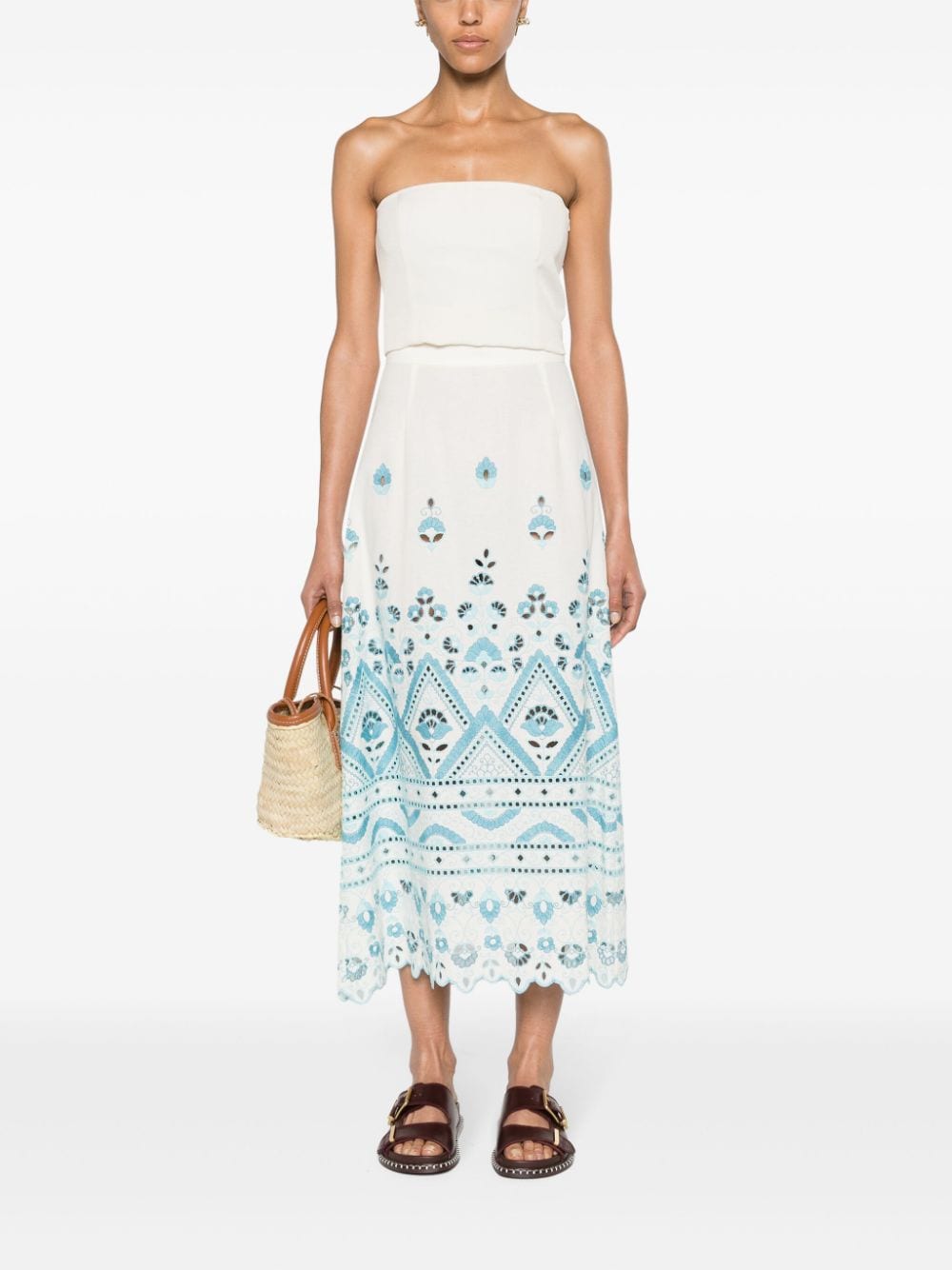 ETRO White A-Line Broderie Anglaise Skirt for Women