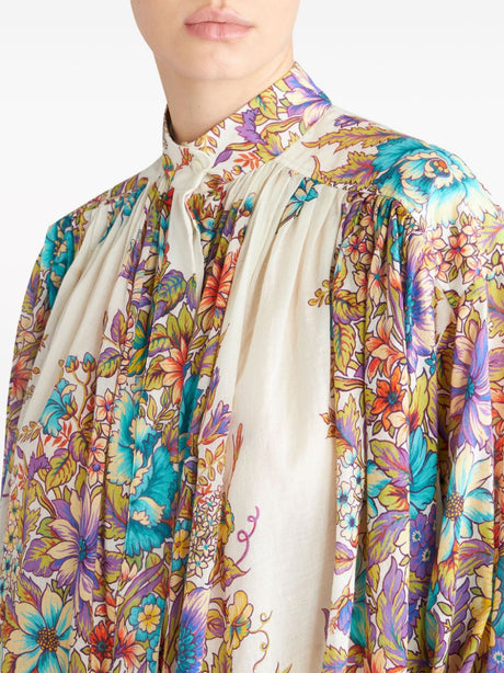ETRO White Floral Print Blouse for Women - SS24 Collection