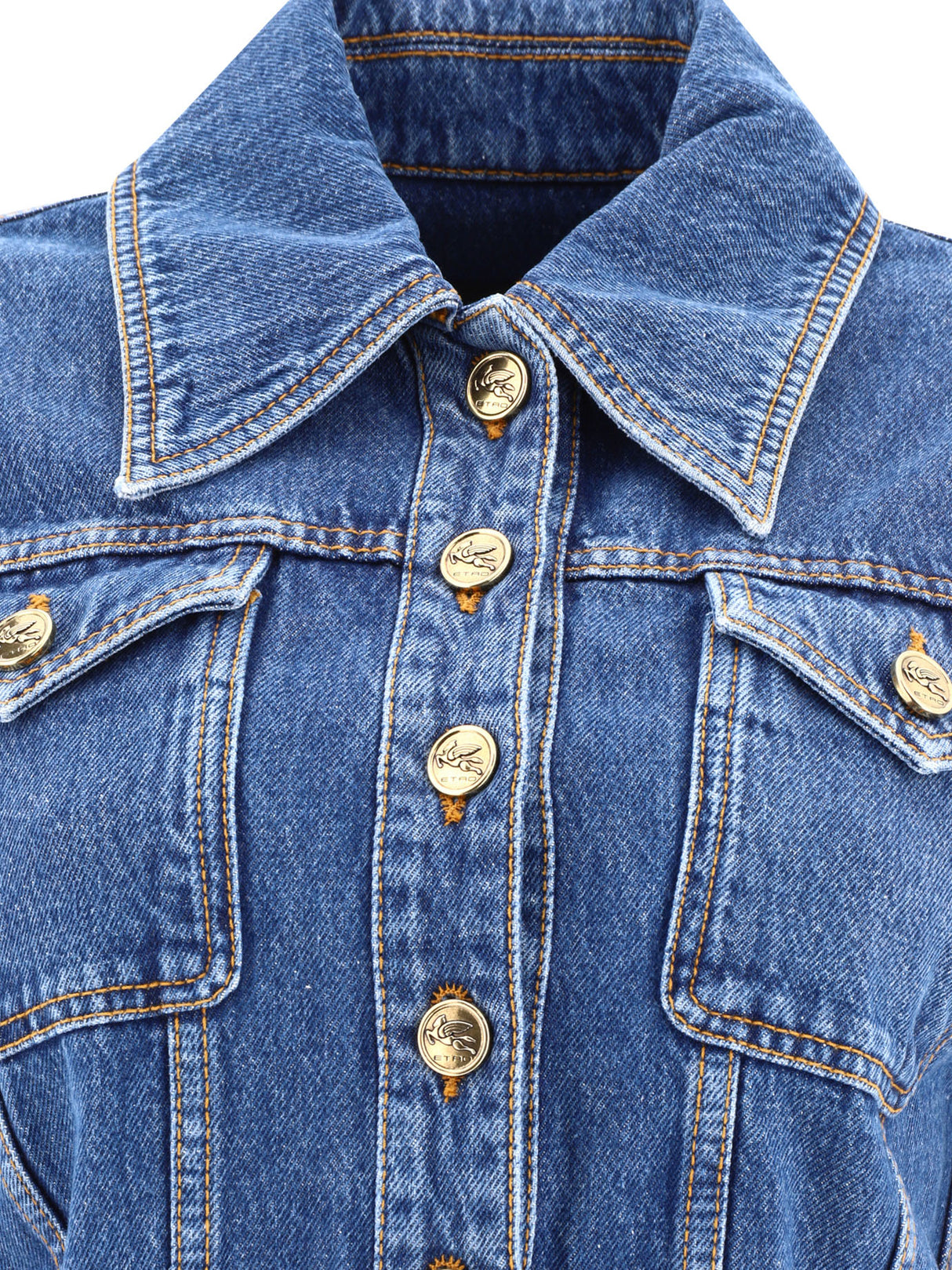 ETRO Blue Cropped Denim Jacket for Women
