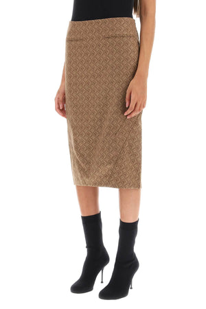 MARINE SERRE Moon Diamant Pencil Skirt - Recycled Wool Blend Jacquard Midi Skirt