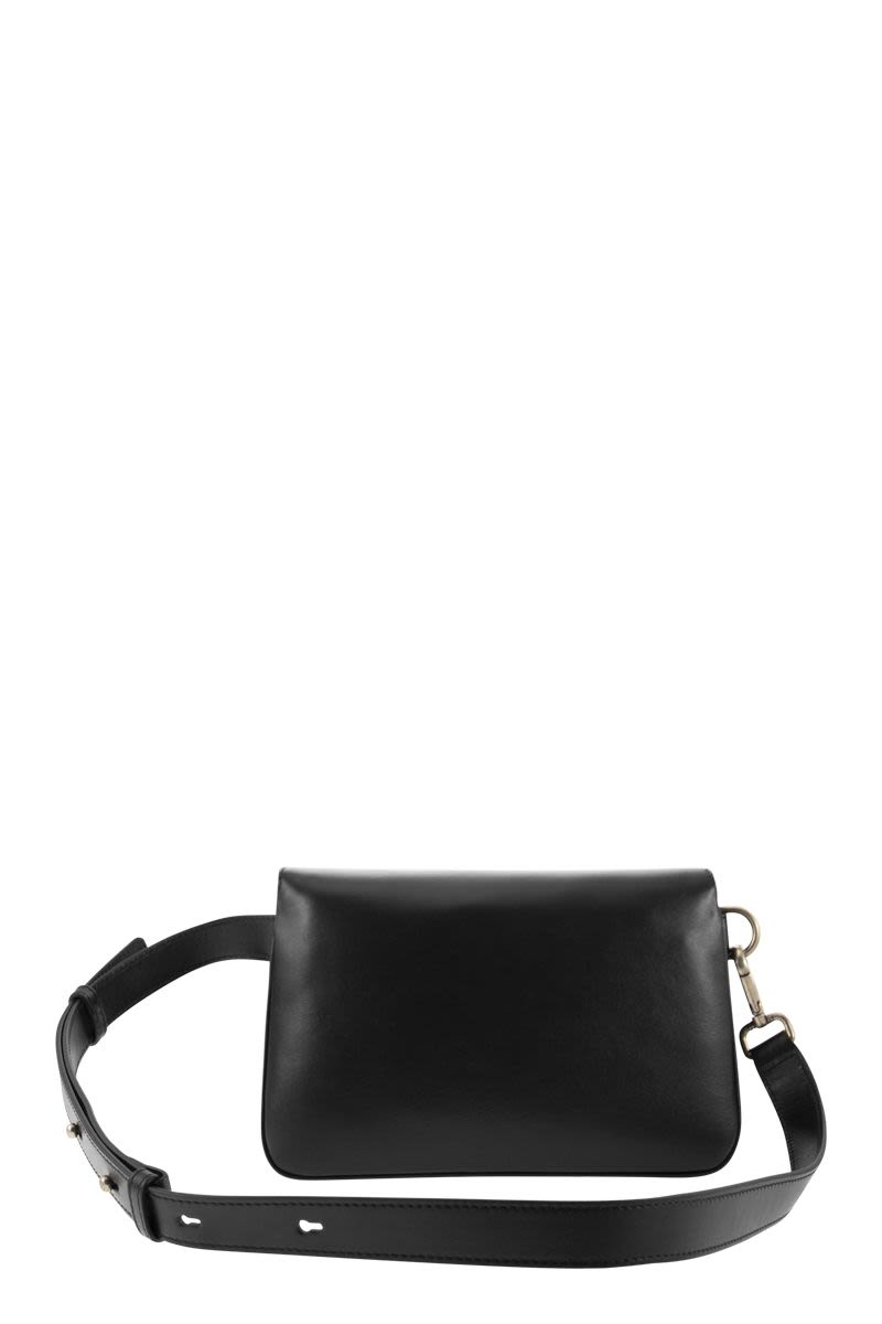 TOD'S Timeless Mini Leather Fanny Pack with Adjustable Strap and Magnetic Closure, Black (W 24 x H 15.5 x D 5 cm)