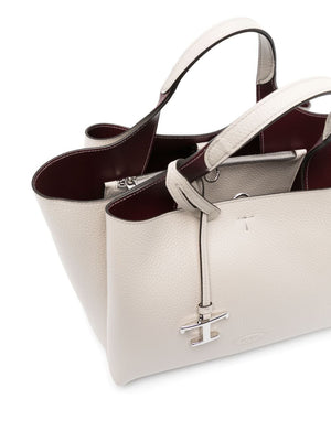 TOD'S Timeless Mini White Leather Tote Handbag for Women, SS24