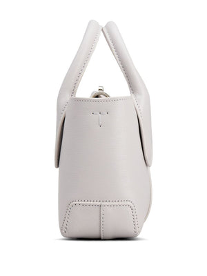 TOD'S Mini Gray Leather Handbag with Detachable Strap and Silver-Tone Accents