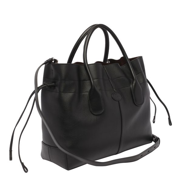 TOD'S Versatile and Elegant XL Raffia Drawstring Tote Handbag in Timeless Black