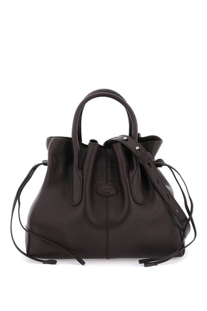 TOD'S Brown Leather Handbag with Embossed Logo and Detachable Strap