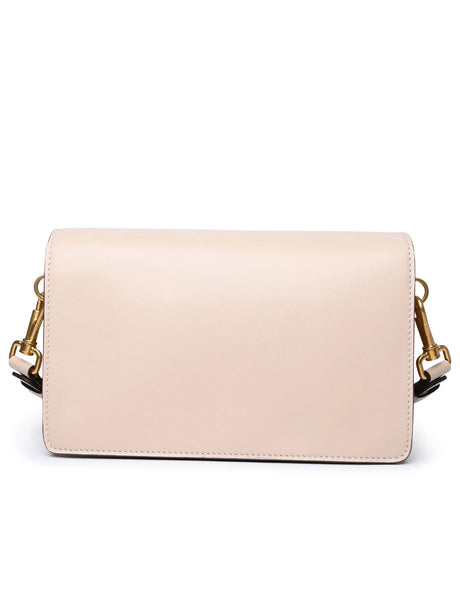 TOD'S Nude Leather Handbag with Gold-Tone T Timeless Detail