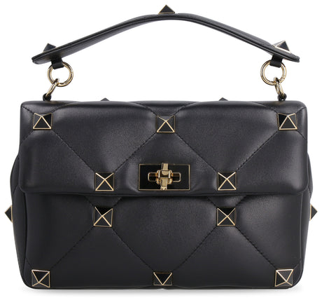 VALENTINO Designer Black Quilted Leather Shoulder Bag with Metal Studs for Women