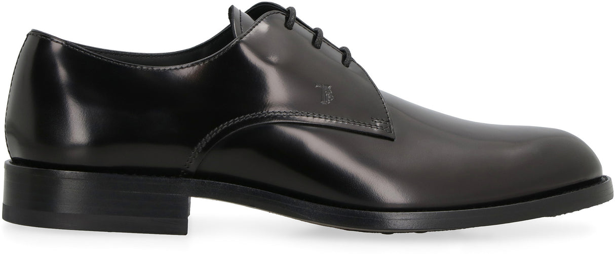 TOD'S Black Lace-Up Leather Derby Dress Shoes for Men | SS24 Collection