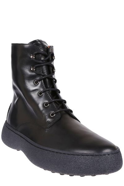 TOD'S Men's Winter Rubber Boots in Black Calf Leather