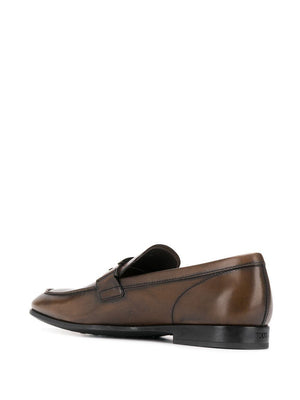TOD'S Brown Leather T Logo Loafers for Men - SS24 Collection