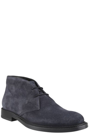 TOD'S Modern Blue Desert Boots for Men - Genuine Leather and Raffia Detailing