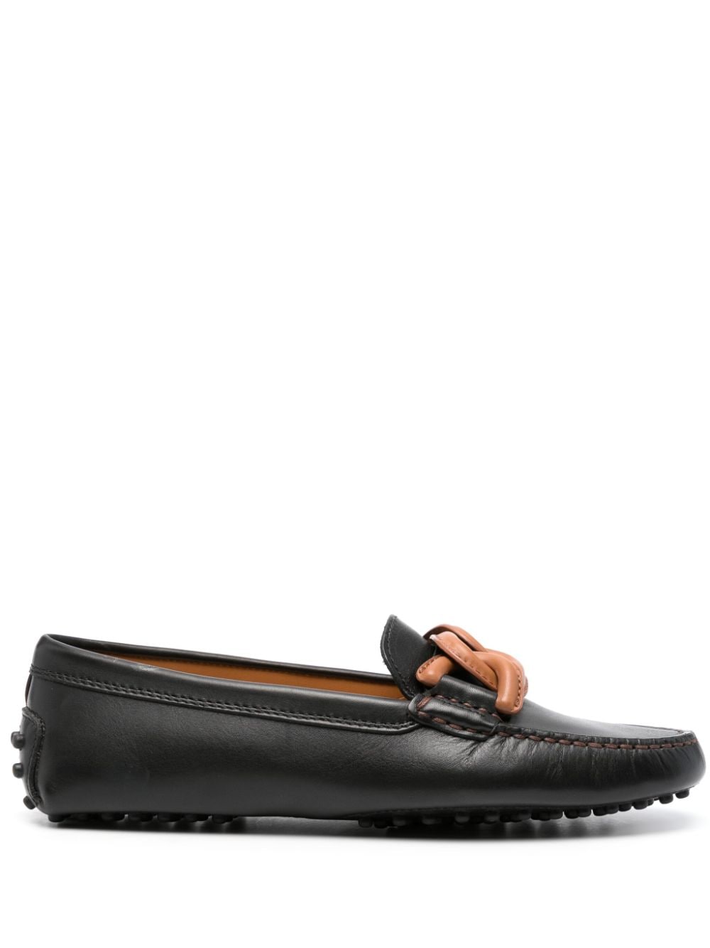 TOD'S Black Leather Driving Shoes For Women