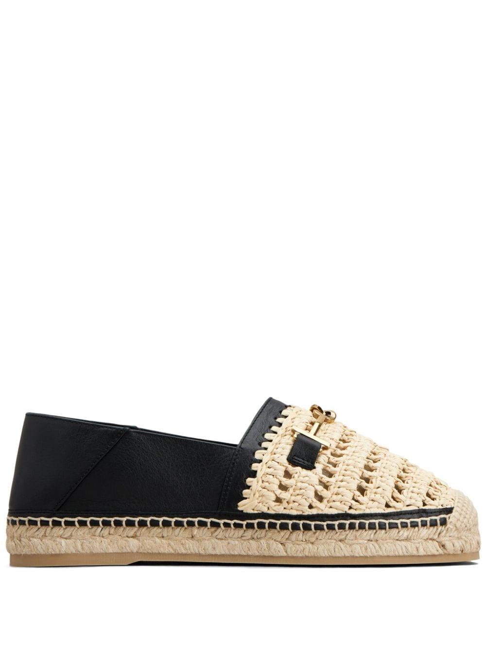TOD'S Nero Intrecciato T Ring Sandals - SS24 Collection