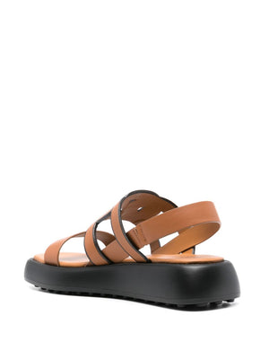 Camel Brown Leather Sandals - SS24款女式