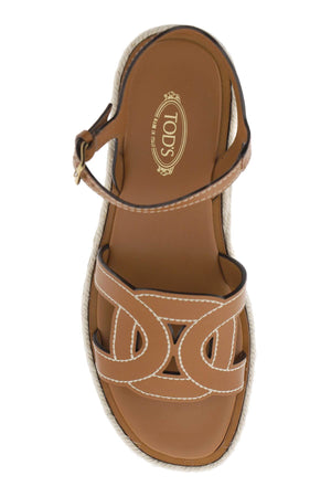 TOD'S Sophisticated Platform Espadrille Sandals for Women - Brown