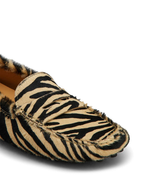 TOD'S Chic Zebra Stripe Calf Hair Loafers