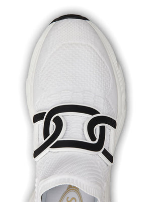 女士白色针织滑入式运动鞋-SS24