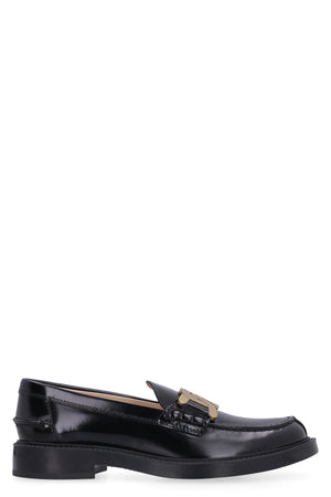 TOD'S Black Brushed Leather Loafers for Women