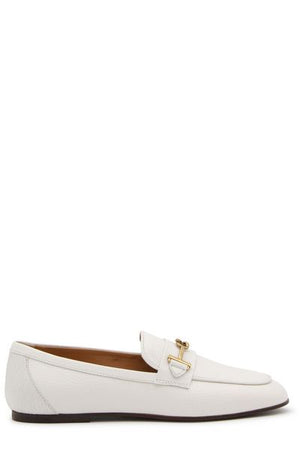 TOD'S Timeless Elegance: White Leather Almond Toe Loafers for Women