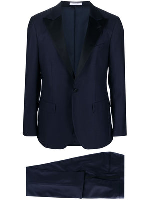 BOGLIOLI Navy Blue Peak-Lapel Single-Breasted Suit for Men - FW23