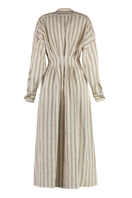 MAX MARA Ivory Striped Linen Shirtdress for Women - SS24 Collection
