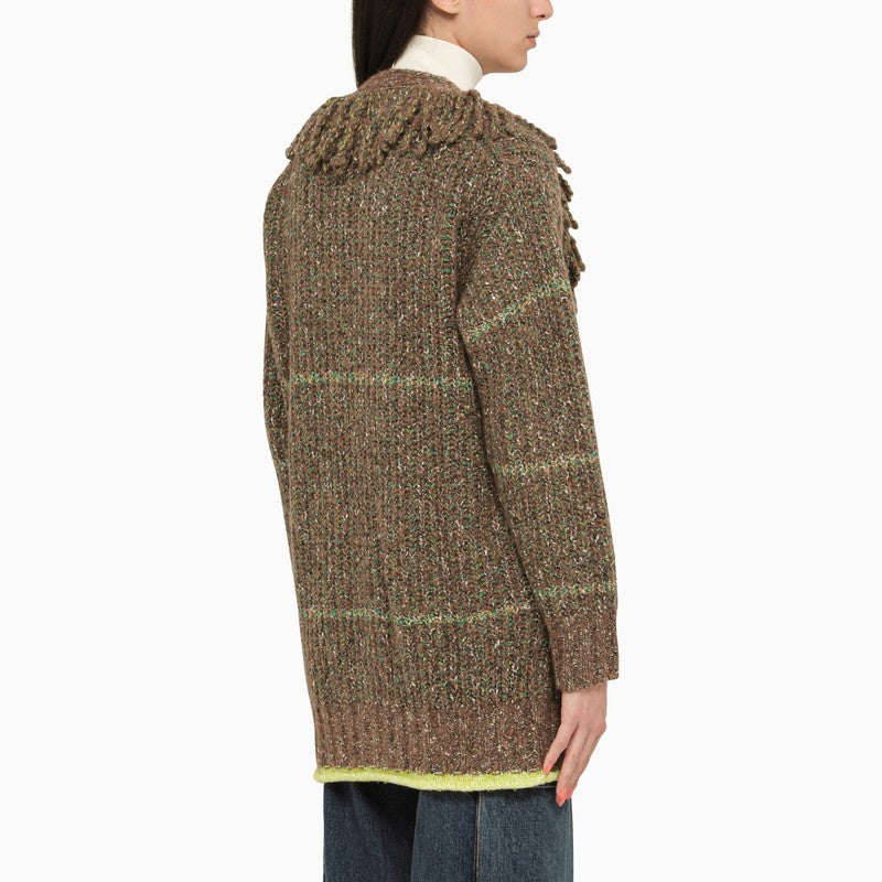 多彩羊毛外套，带流苏长袖 - FW23
