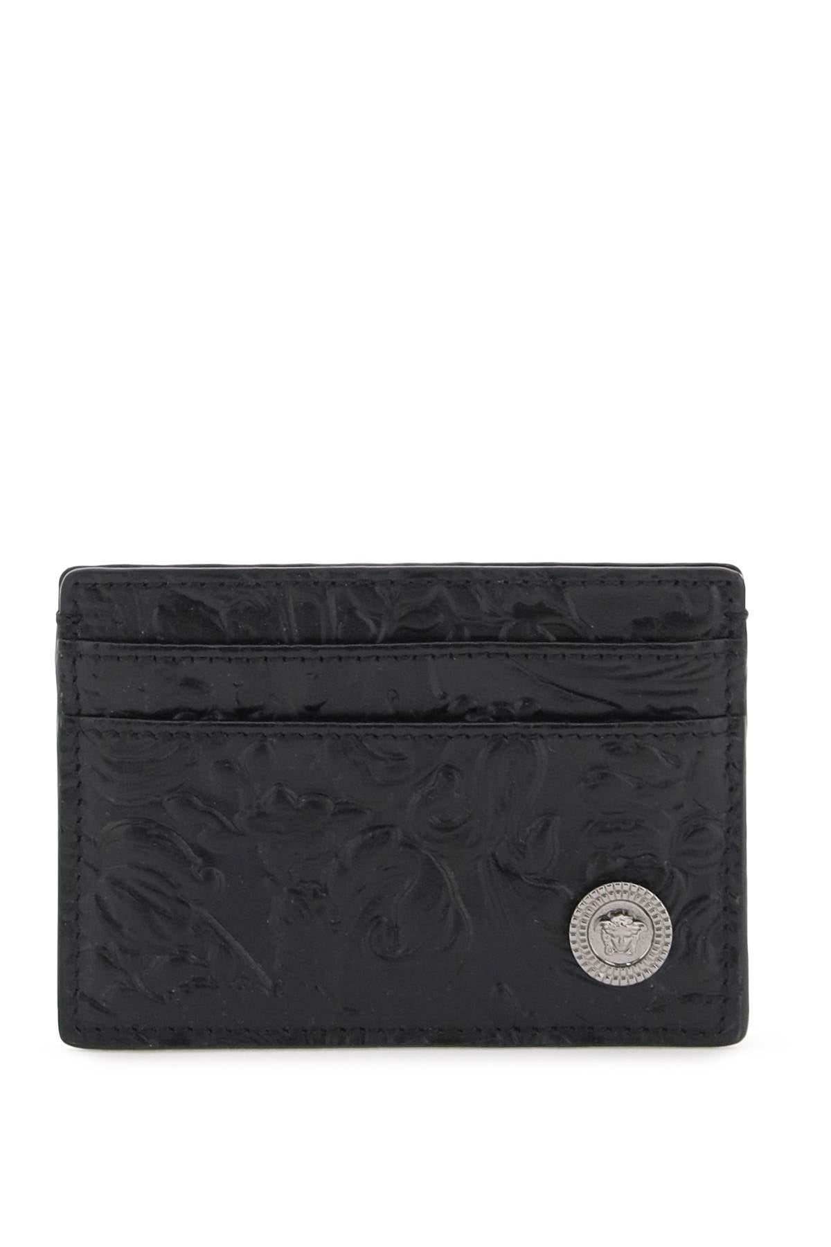 VERSACE Embossed Leather Card Holder with Medusa Emblem