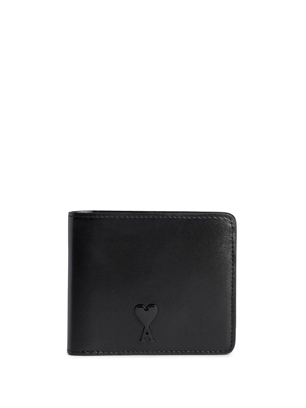 AMI PARIS Black Logo Bi-Fold Leather Wallet for Men - SS24